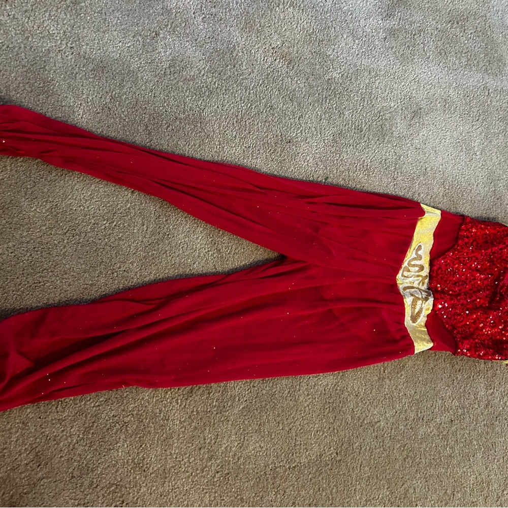 Red and Gold Sequin Jumpsuit Costume